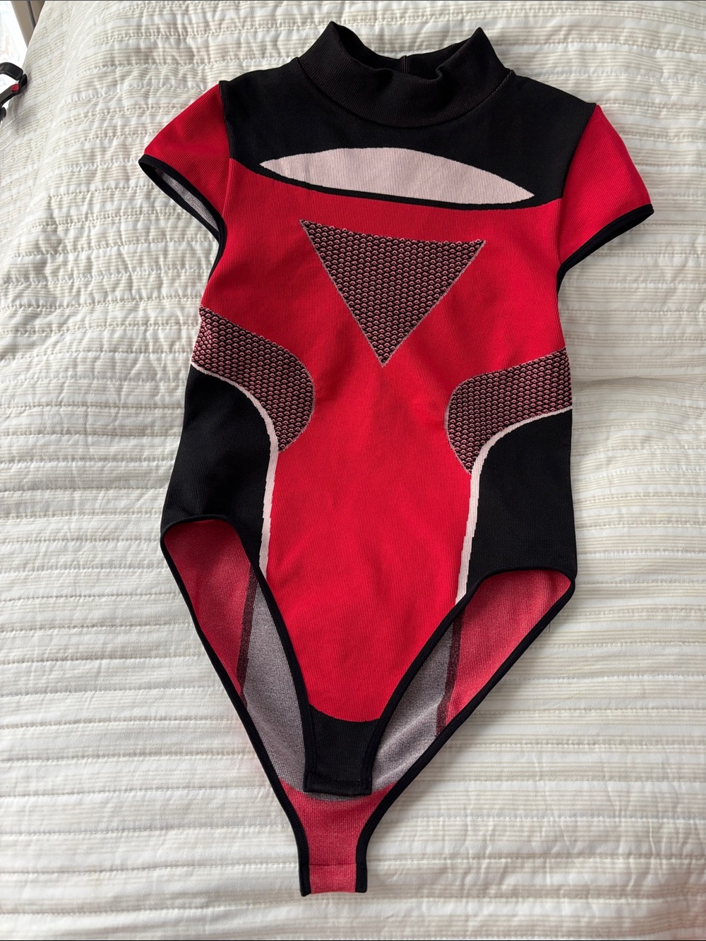 Zara Red and Black One-Piece Bodysuit